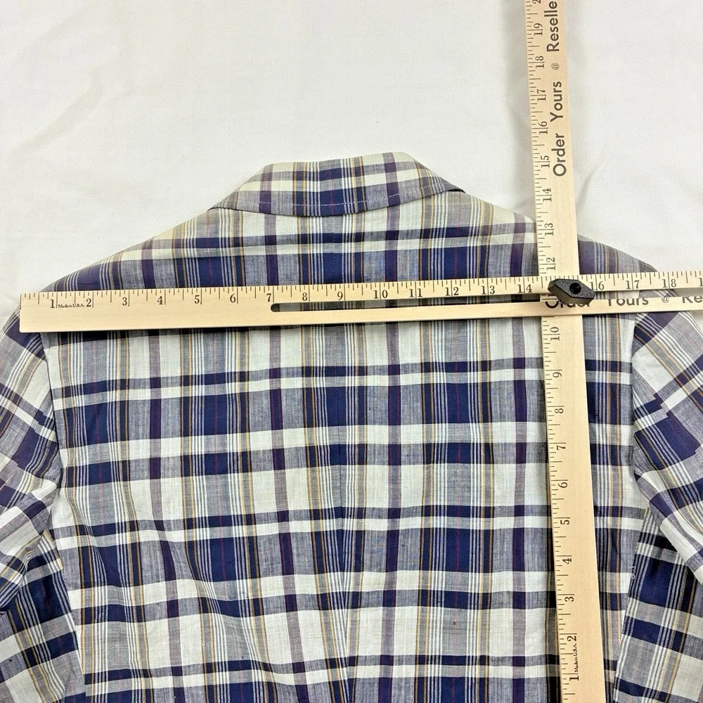 Madras Sport Coat Blue 40R Cotton Haspel Made in USA Deadstock VTG  80s Ivy Trad